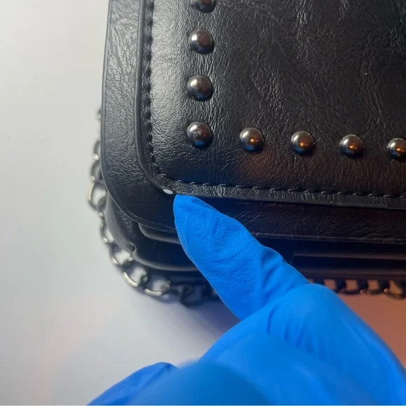 Black Studded Festival Crossbody Bag - Rhinestone Buckle Wallet Clutch - Picture 7 of 9